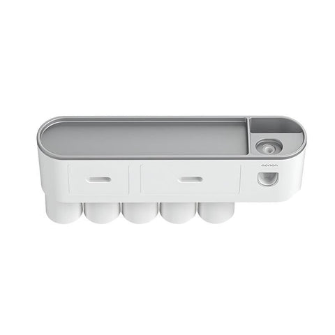 Wall Mounted Toothbrush Holder ABS with Adhesive Mount - 5 Cups