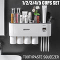 Wall Mounted Toothbrush Holder ABS with Adhesive Mount - 5 Cups - view 2