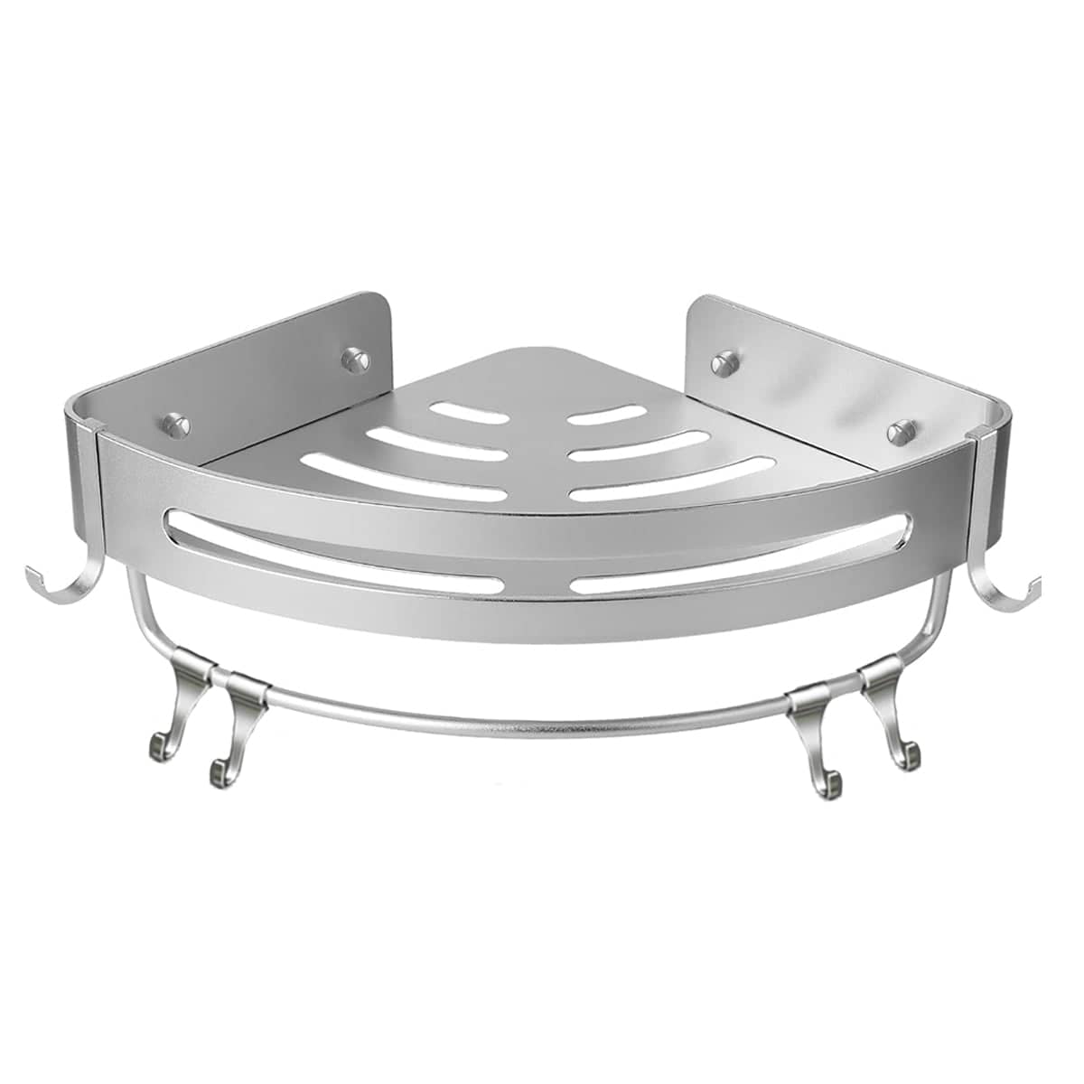 Wall Mounted Triangle Corner Shower Shelf, Stainless Steel - Single Layer with Rod