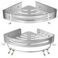 Wall Mounted Triangle Corner Shower Shelf, Stainless Steel - Single Layer with Rod - view 3