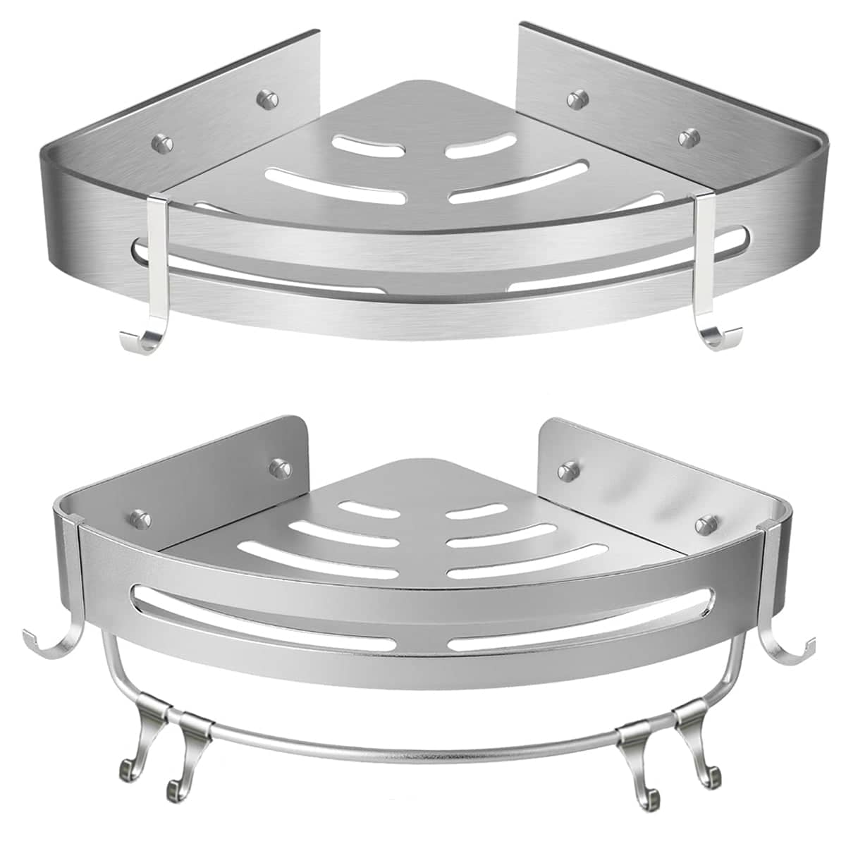 Wall Mounted Triangle Corner Shower Shelf, Stainless Steel - Single Layer with Rod - view 3