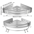 Wall Mounted Triangle Corner Shower Shelf, Stainless Steel - Single Layer with Rod - view 4