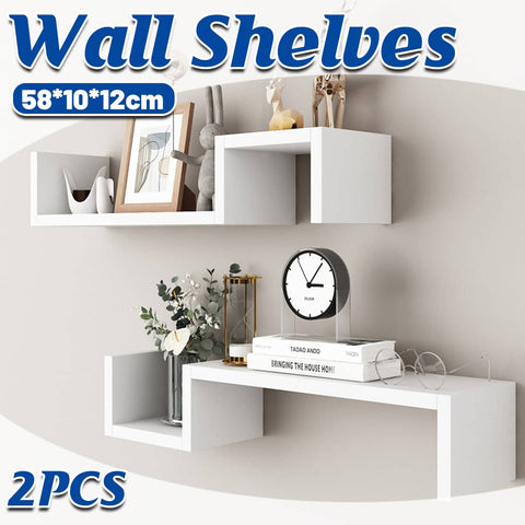 Wall-Mounted Wooden Storage Shelf, White, 58 x 10 x 12 cm