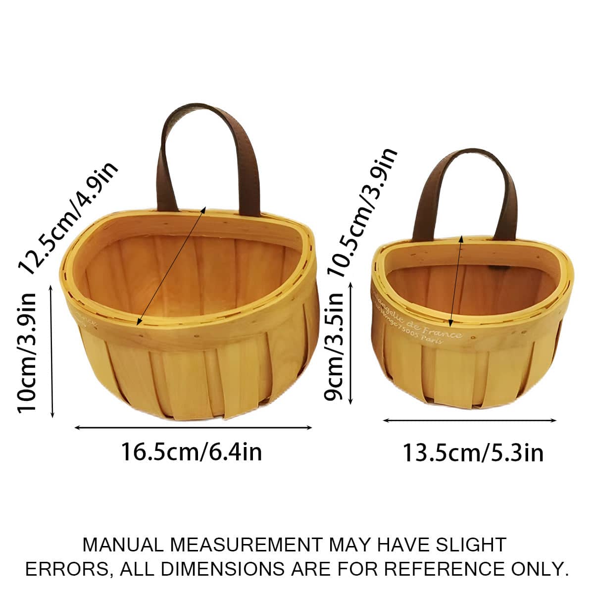 Wall Mounted Woven Wooden Storage Basket, Yellow - Large, 16.5 x 12.5 cm - view 4