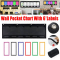 Wall Pocket Chart with 6 Pockets, Durable Oxford Cloth for School and Office