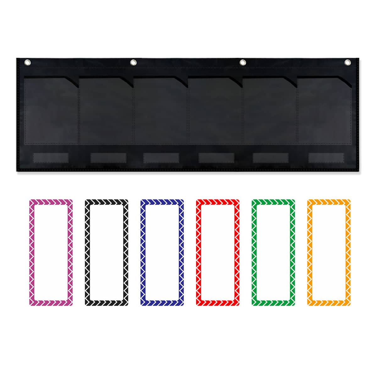 Wall Pocket Chart with 6 Pockets, Durable Oxford Cloth for School and Office - view 2