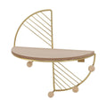Wall Storage Rack with Wooden Hooks, Gold and Natural Wood - view 2