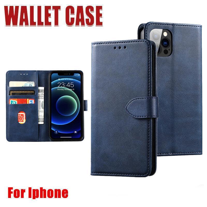 Wallet Phone Case in Blue Faux Leather - For iPhone 14 Plus - view 2