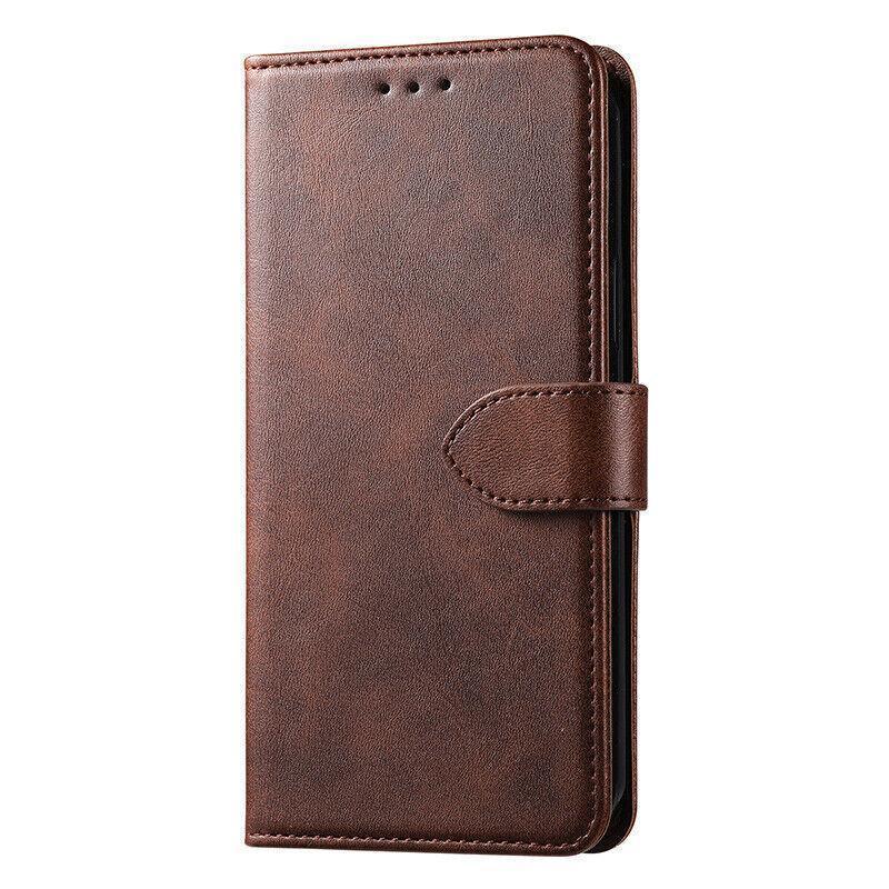Wallet Phone Case Brown Synthetic Leather - For iPhone 14 Plus