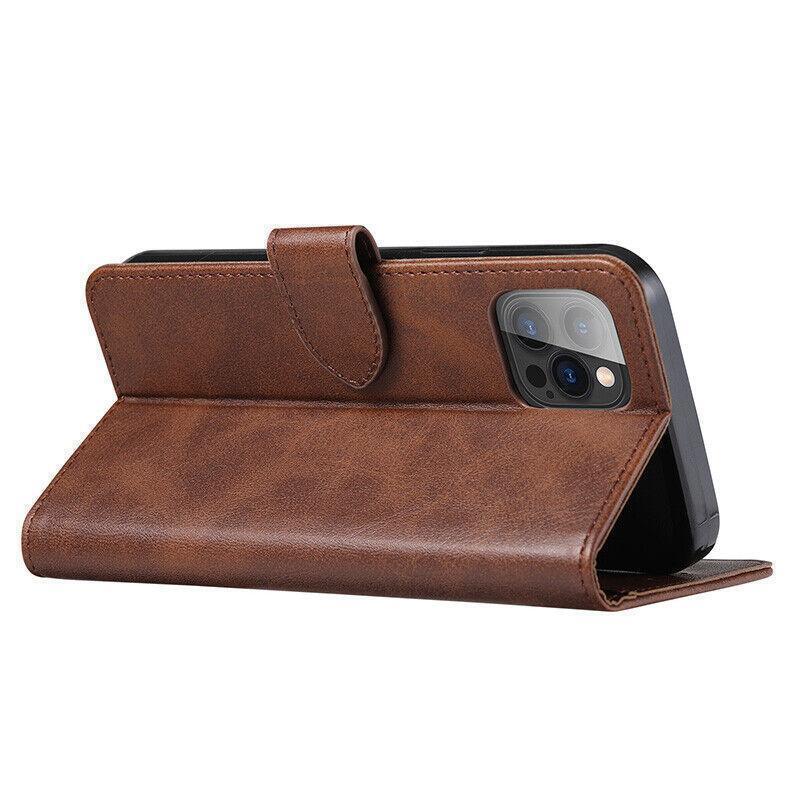 Wallet Phone Case Brown Synthetic Leather - For iPhone 14 Plus - view 4