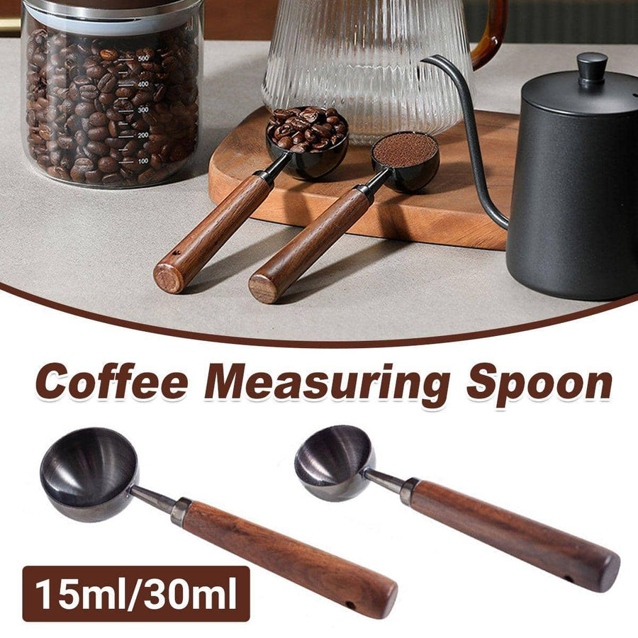 Walnut Handle Coffee Measuring Spoon Set, Long Handle Baking Spoons, Set of 2