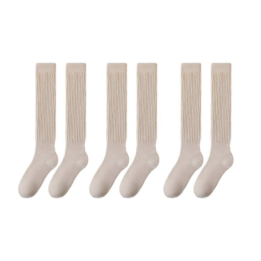 Warm Calf Socks, Set of 3 Pairs - Beige