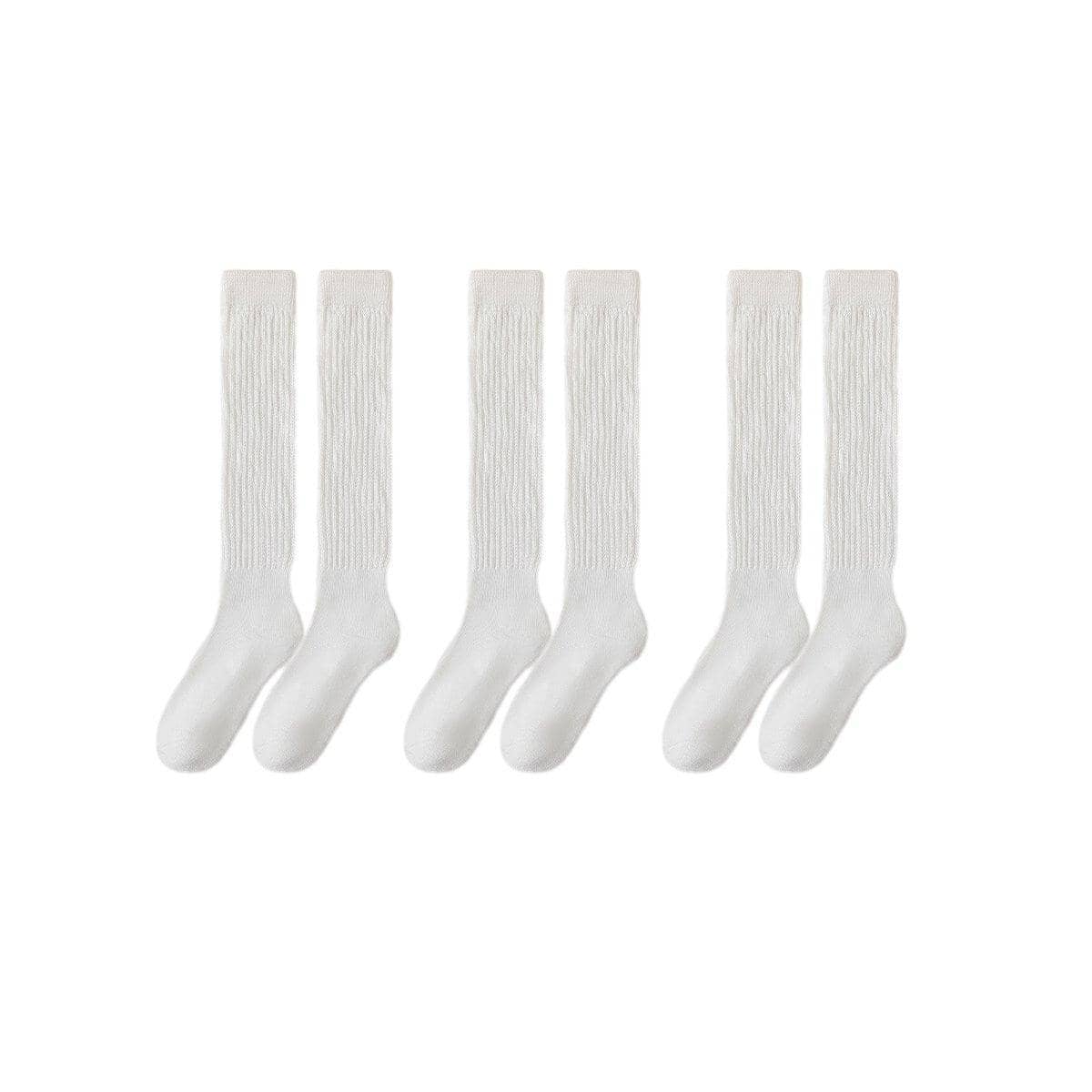Warm Calf Socks, Set of 3 Pairs - White