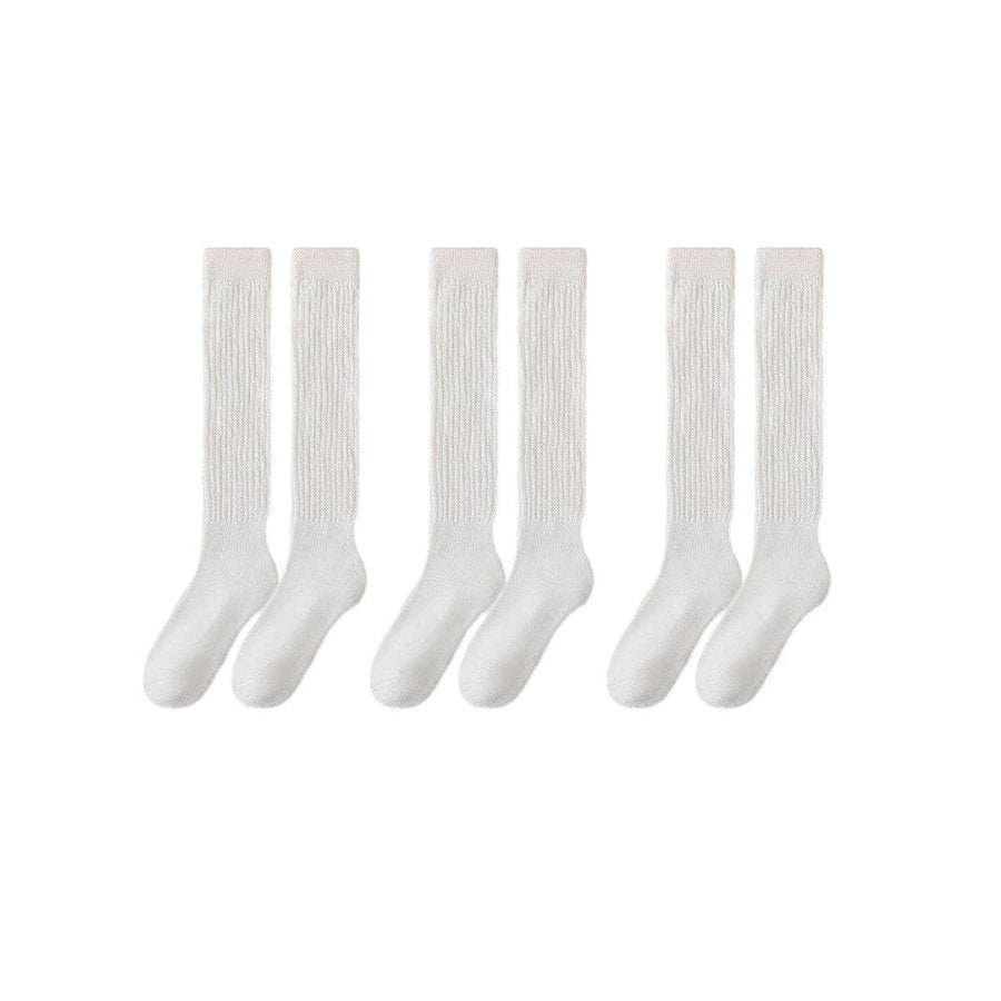 Warm Calf Socks, Set of 3 Pairs - White