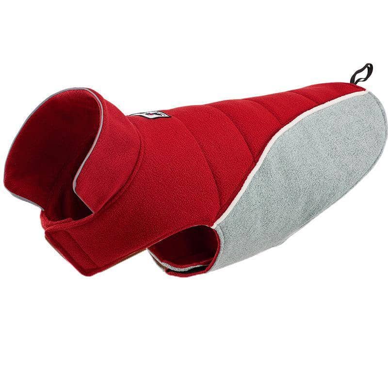Warm Fleece Dog Coat, Double-Sided - Red, Large (Length 35 cm, Chest 50-56 cm)