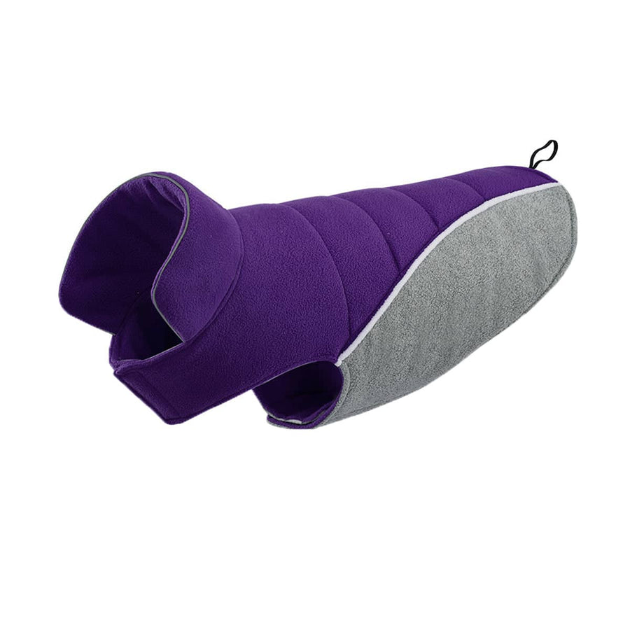 Warm Fleece Dog Coat - Purple, 2XL (Chest 69-82 cm, Length 52 cm)