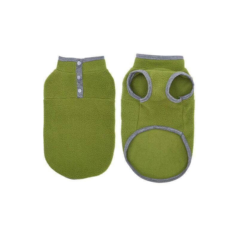 Warm Fleece Dog Jumper Vest - Green, Small (Bust 38 cm, Length 27 cm)