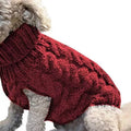 Warm Knitted Dog Jumper for Small Dogs - Dark Red, Size S (Chest 26 cm, Back 26 cm)