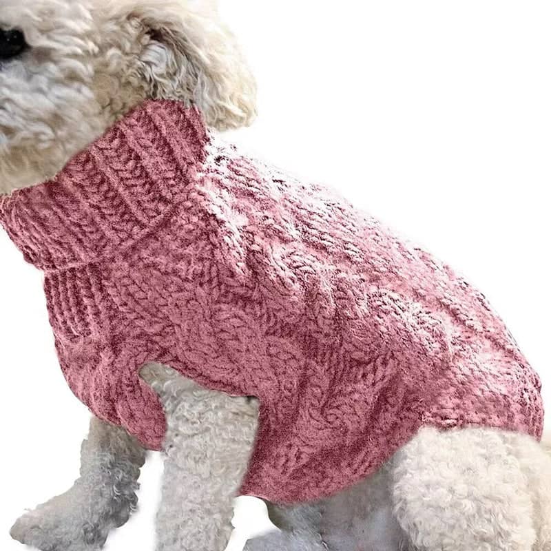 Warm Knitted Dog Jumper for Small Dogs - Dusty Pink, Size S (Chest 26 cm, Back 26 cm)