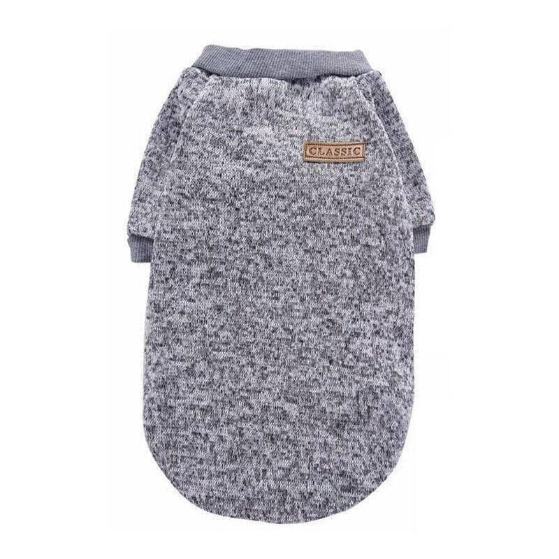Warm Knitted Dog Sweater - Grey, XL (Chest 50 cm, Back 40 cm)