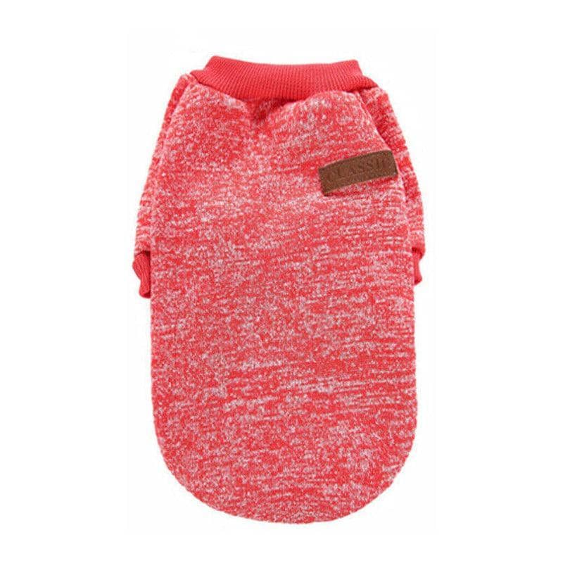 Warm Knitted Dog Sweater - Red, XL (Chest 50 cm, Back 40 cm)