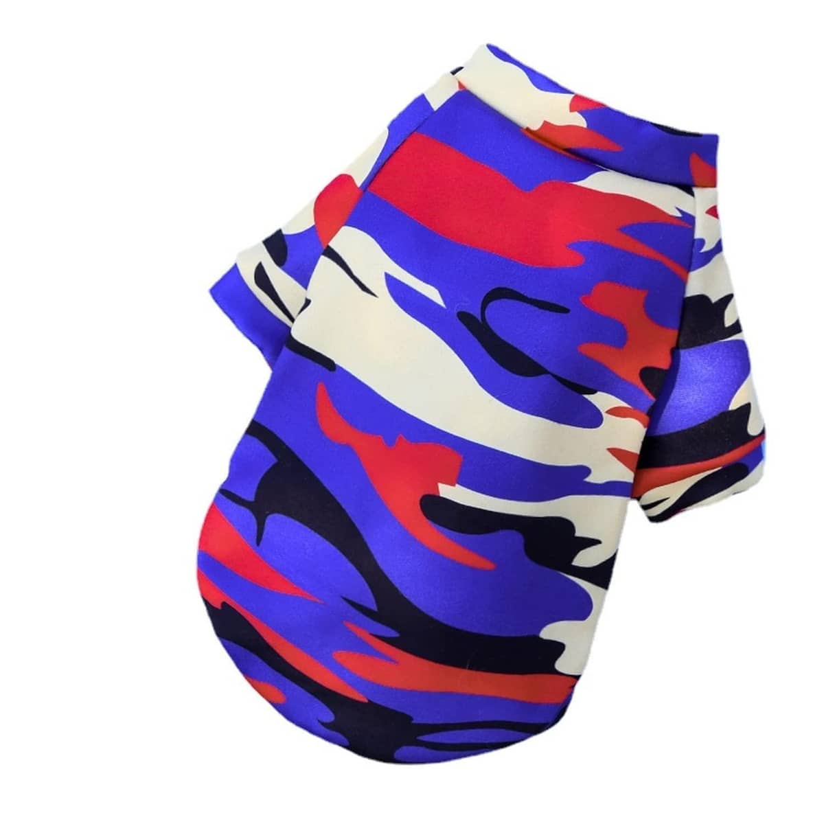Warm Pet Dog Sweater - Blue and Red Camouflage, Size L (Chest 45 cm)