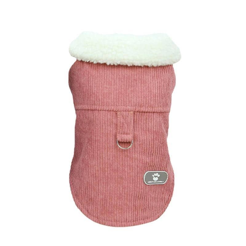 Warm Windproof Dog Jumper Puppy Winter Coat with Corduroy Look - Size XXL (Neck 35 cm, Chest 52 cm)