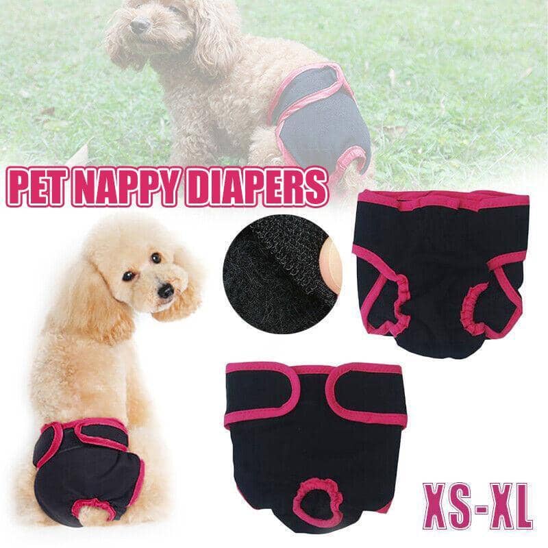 Washable Dog Diaper for Female Dogs in Season - Black and Pink, Size L (Waist 42-60 cm) - view 2