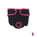 Washable Dog Diaper for Female Dogs in Season - Black and Pink, Size S (Waist 30-35 cm)