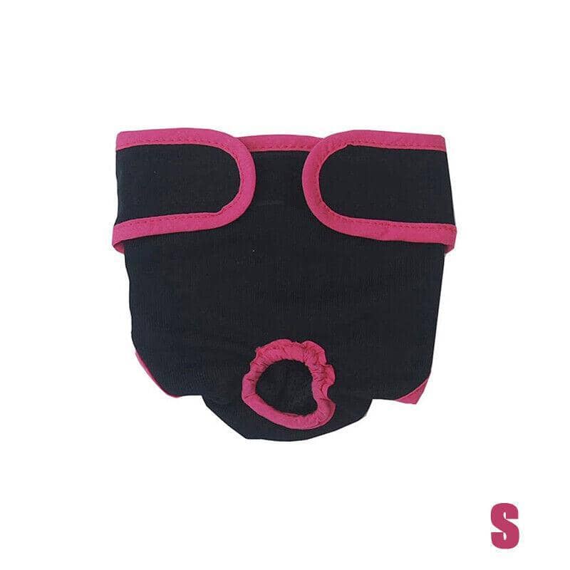 Washable Dog Diaper for Female Dogs in Season - Black and Pink, Size S (Waist 30-35 cm)