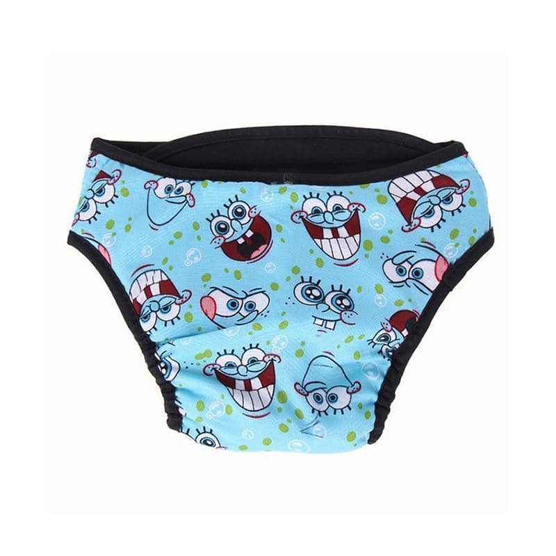 Washable Female Dog Period Pants, Blue Cartoon Print - Size M (Chest 45-55 cm) - view 3