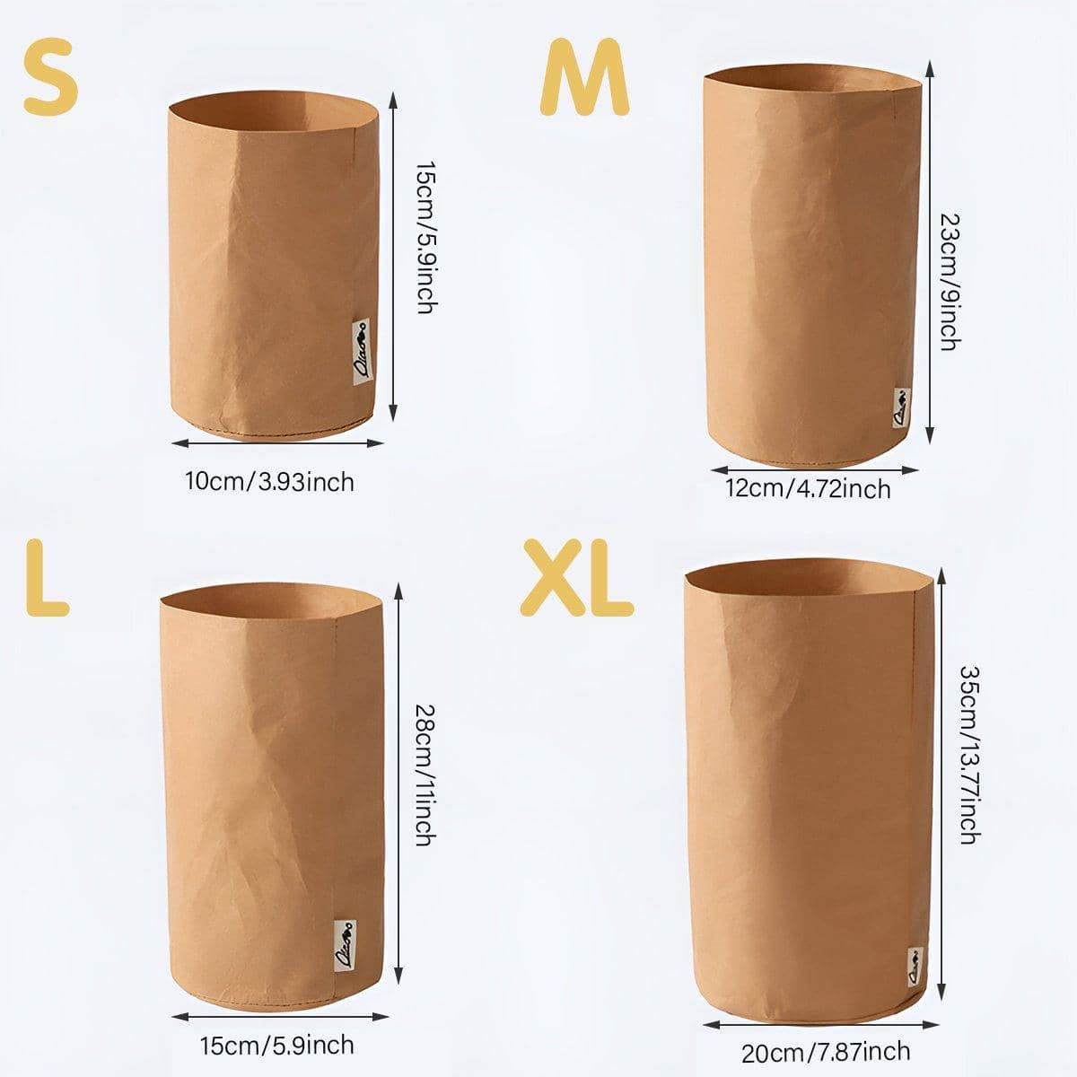 Washable Kraft Paper Storage Bags - Extra Large Round, 20 x 35 cm, 3 Pack - view 4