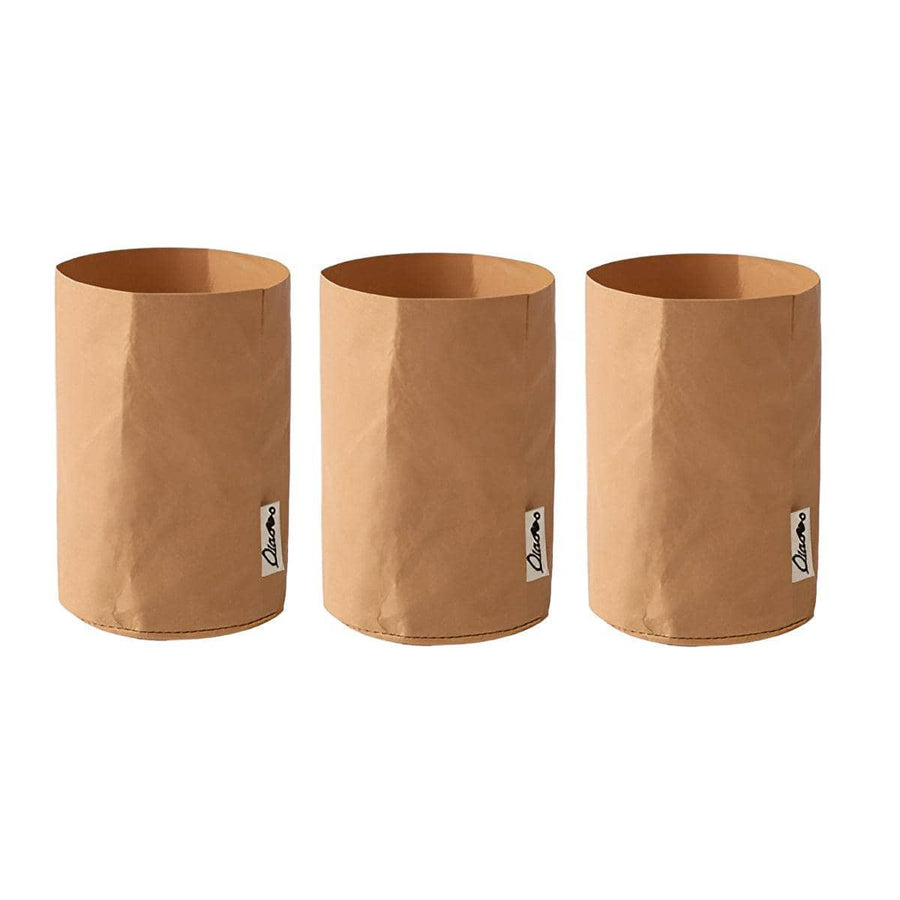 Washable Kraft Paper Storage Bags - Small Round, 10 x 15 cm, 3 Pack