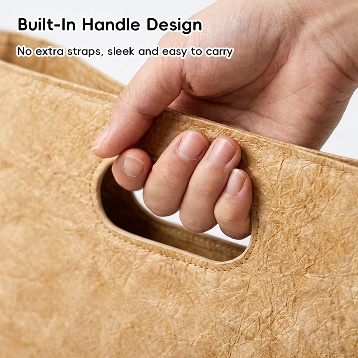 Washable Kraft Style Paper Tote Bag with Built-In Handle - 33 x 11.5 x 27.5 cm - view 5