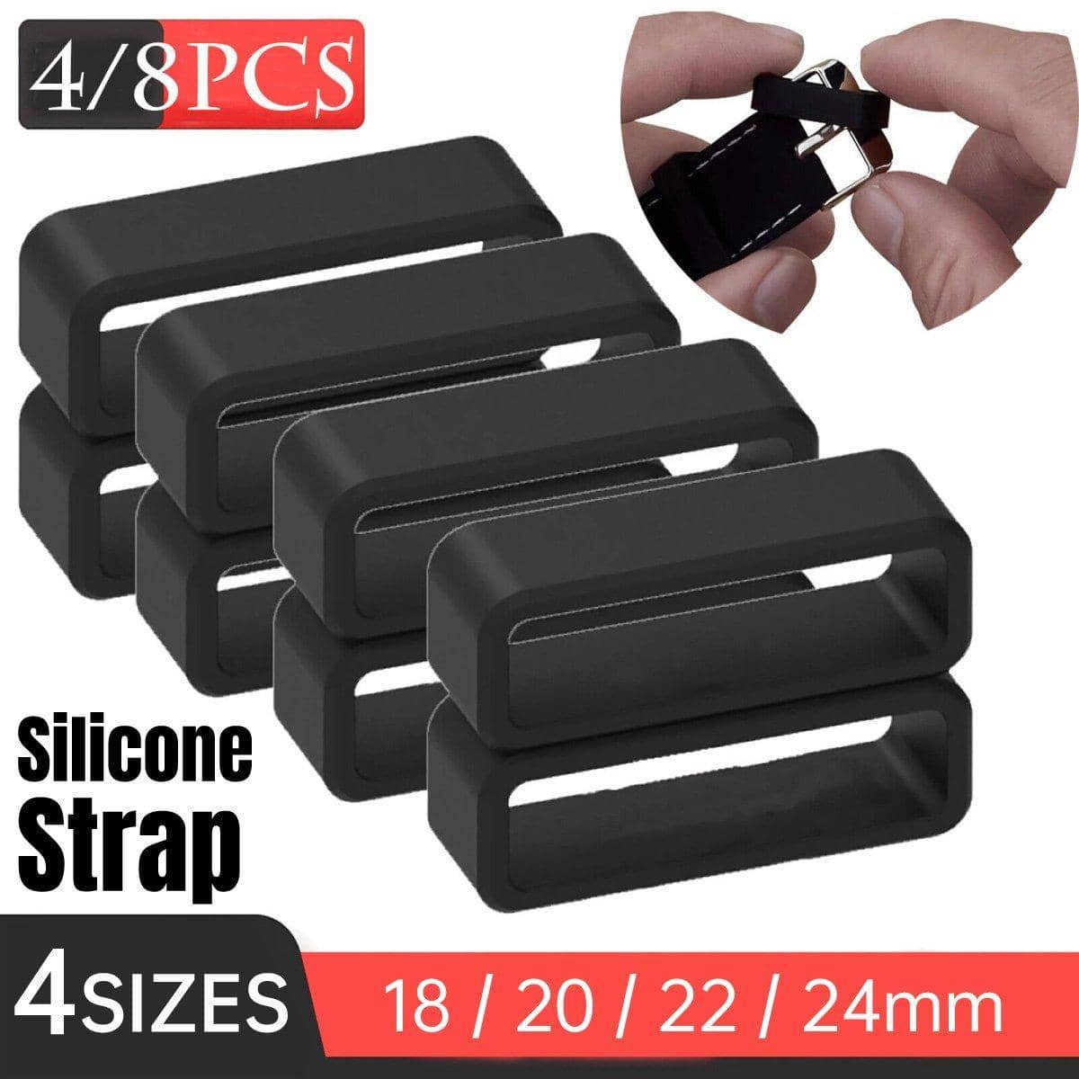 Watch Strap Loops Black Silicone - 24mm, 4 Pack - view 2