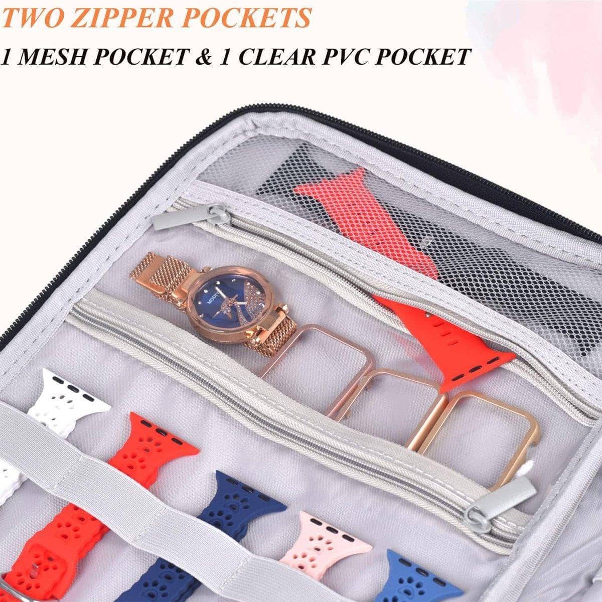 Watch Strap Storage Bag, Portable Organiser Holds 35-40 Watch Bands - view 5
