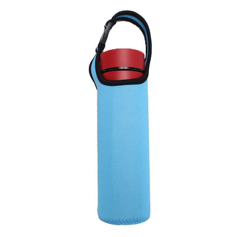 Water Bottle Holder, Neoprene Insulated Carrier with Strap - Blue, 450 ml