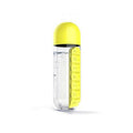 Water Bottle with Built-In 7 Day Pill Organiser, 600ml - Yellow