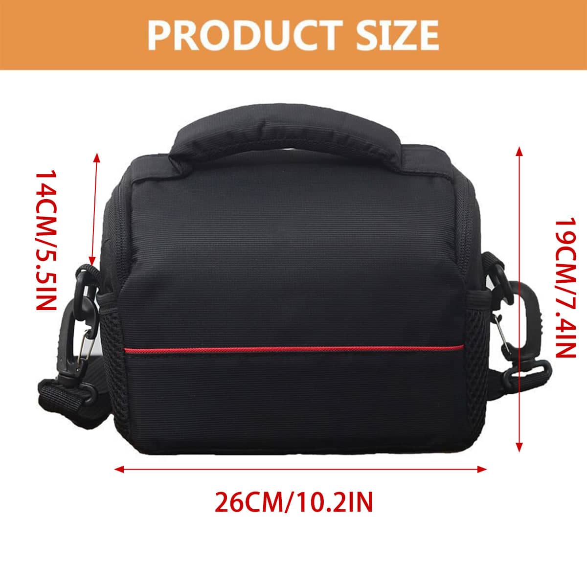 Water Resistant Nylon Camera Bag for DSLR and Lens, Black - view 3