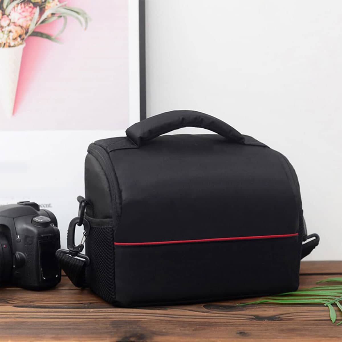 Water Resistant Nylon Camera Bag for DSLR and Lens, Black - view 4