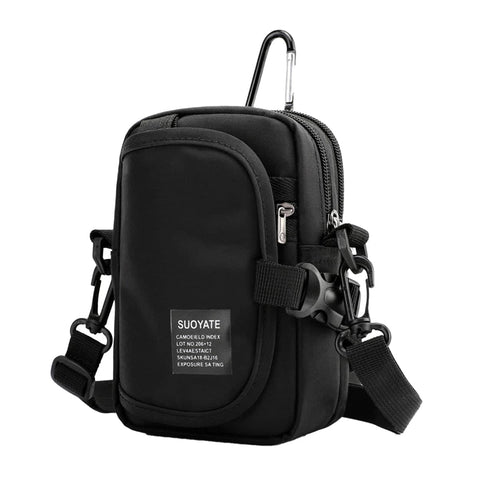 Water-Resistant Shoulder Crossbody Bag with Coin Purse - Black