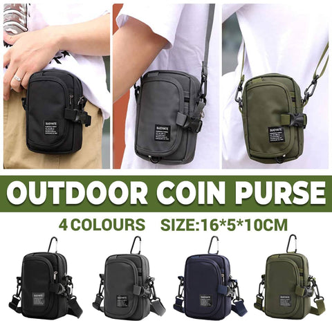 Water-Resistant Shoulder Crossbody Bag with Coin Purse - Grey - view 2
