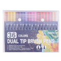 Watercolour Brush Pen Set Dual Tip Sketch Markers - Black-36 Colours
