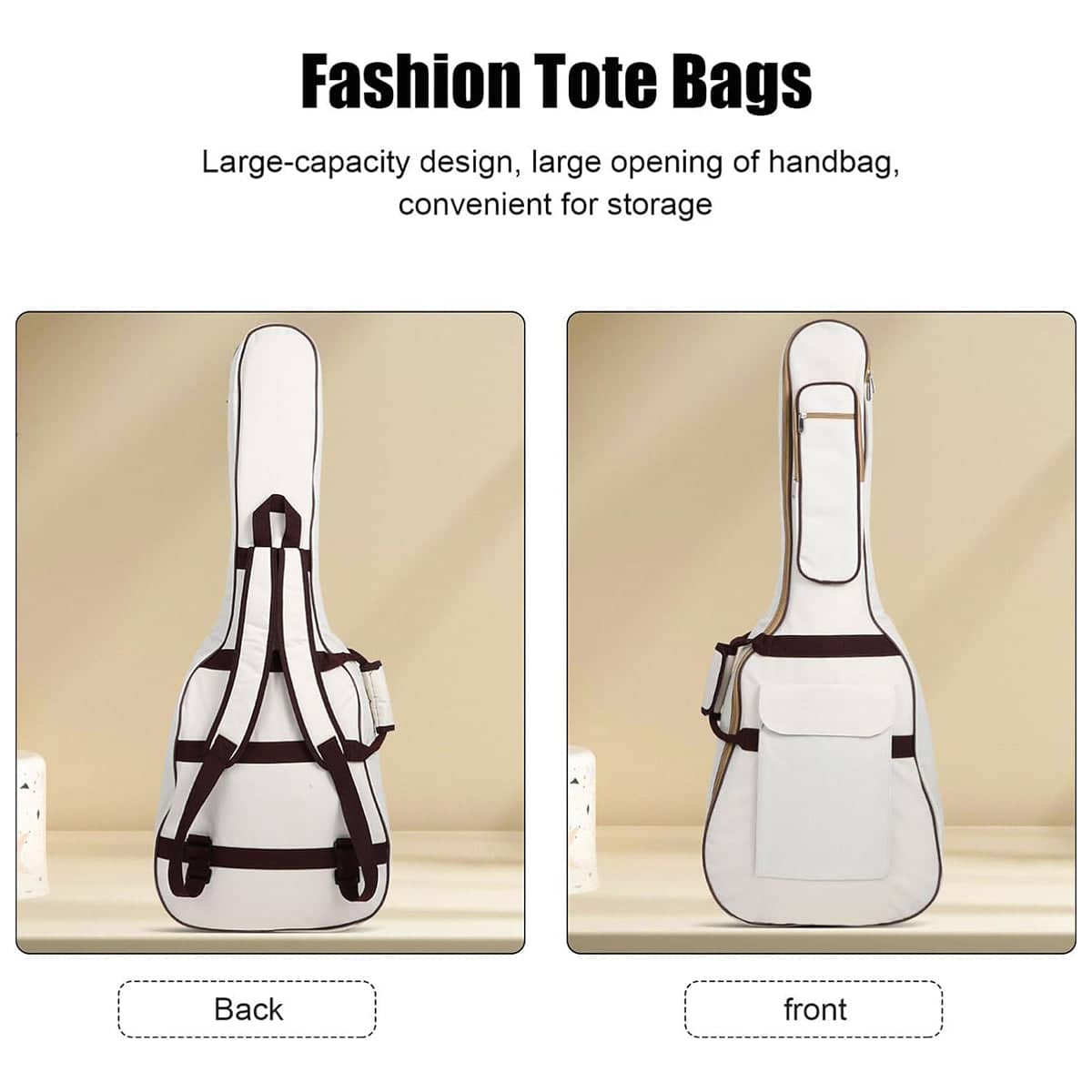 Waterproof Acoustic Guitar Bag, 106 x 41.5 x 15 cm - Beige - view 5