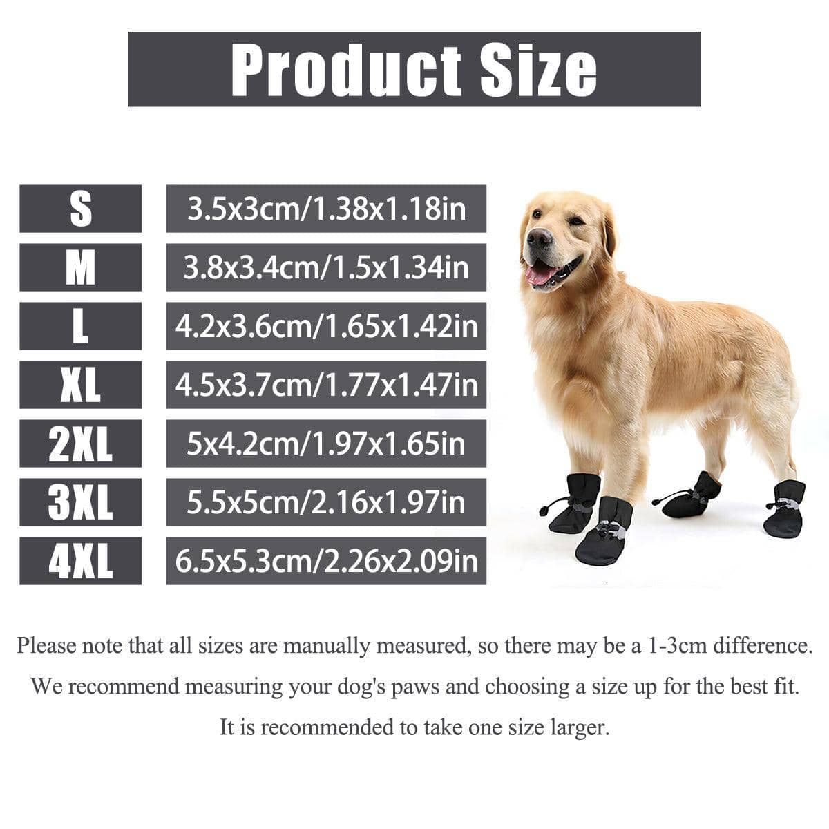 Waterproof Anti Slip Dog Boots with Reflective Strip, Set of 4 - Size 2XL (5 x 4.2 cm) - view 3