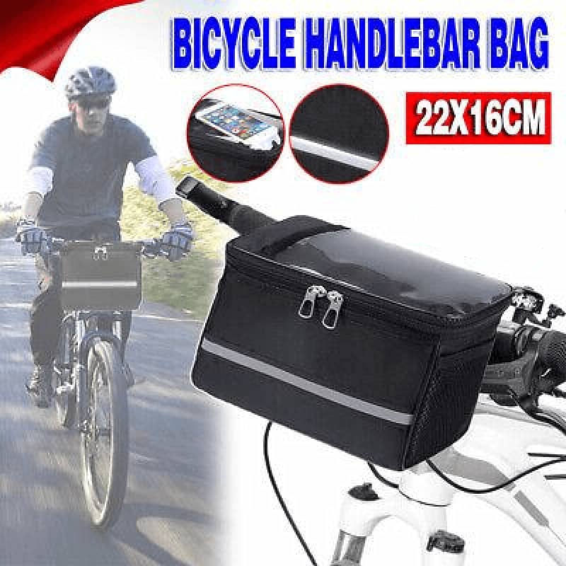 Waterproof Bicycle Handlebar Bag with Touchscreen Phone Pocket, Black