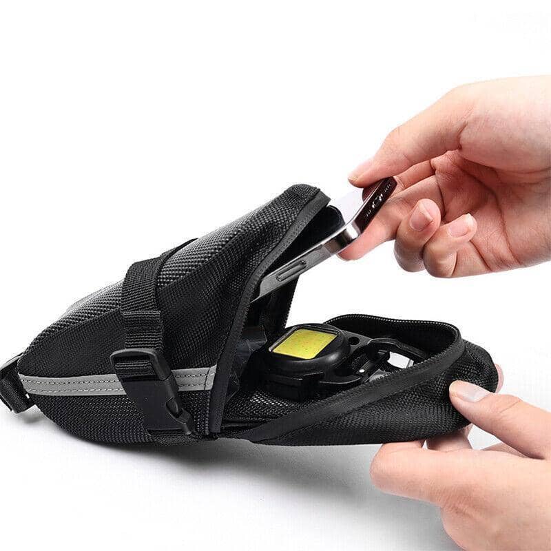 Waterproof Bike Saddle Bag with Reflective Strips - Black - view 5