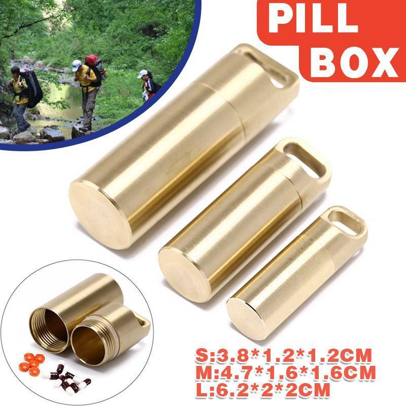 Waterproof Brass Pill Box Keyring Capsule Holder - Medium (4.7 x 1.6 cm) - view 2
