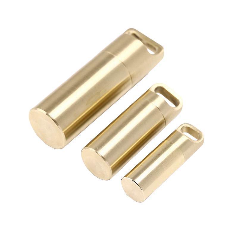 Waterproof Brass Pill Box Keyring Capsule Holder - Medium (4.7 x 1.6 cm) - view 3