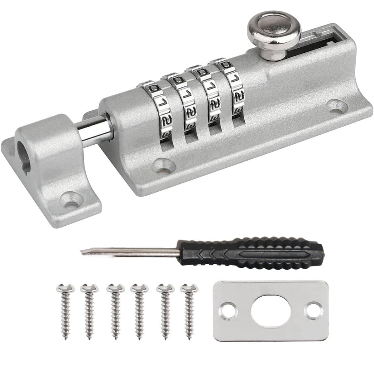 Waterproof Combination Bolt Lock for Outdoor Doors - Grey